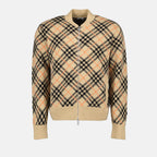 Giacche Bomber in Cashmere a Quadri Burberry Beige Homme