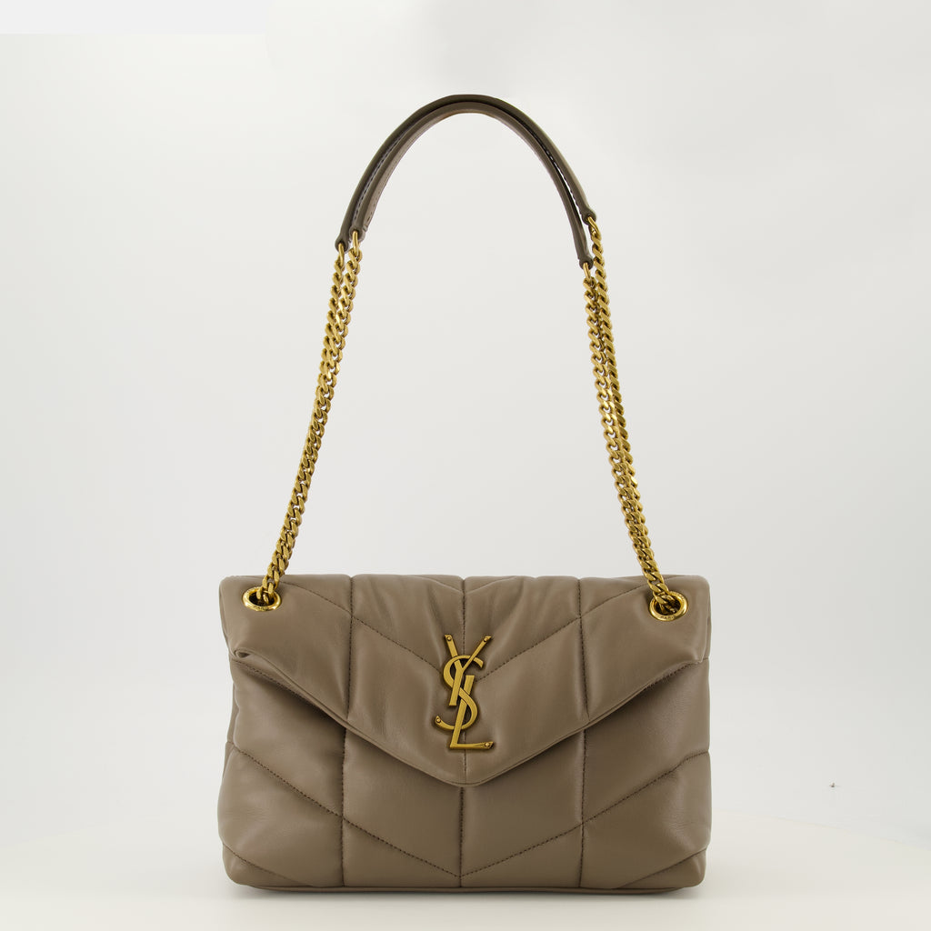 Immagine dell'articolo Piccolo Sacco Puffer in pelle beige del marchio Saint Laurent per Donna - Stagione Primavera-Estate 2026 - Vista Anteriore