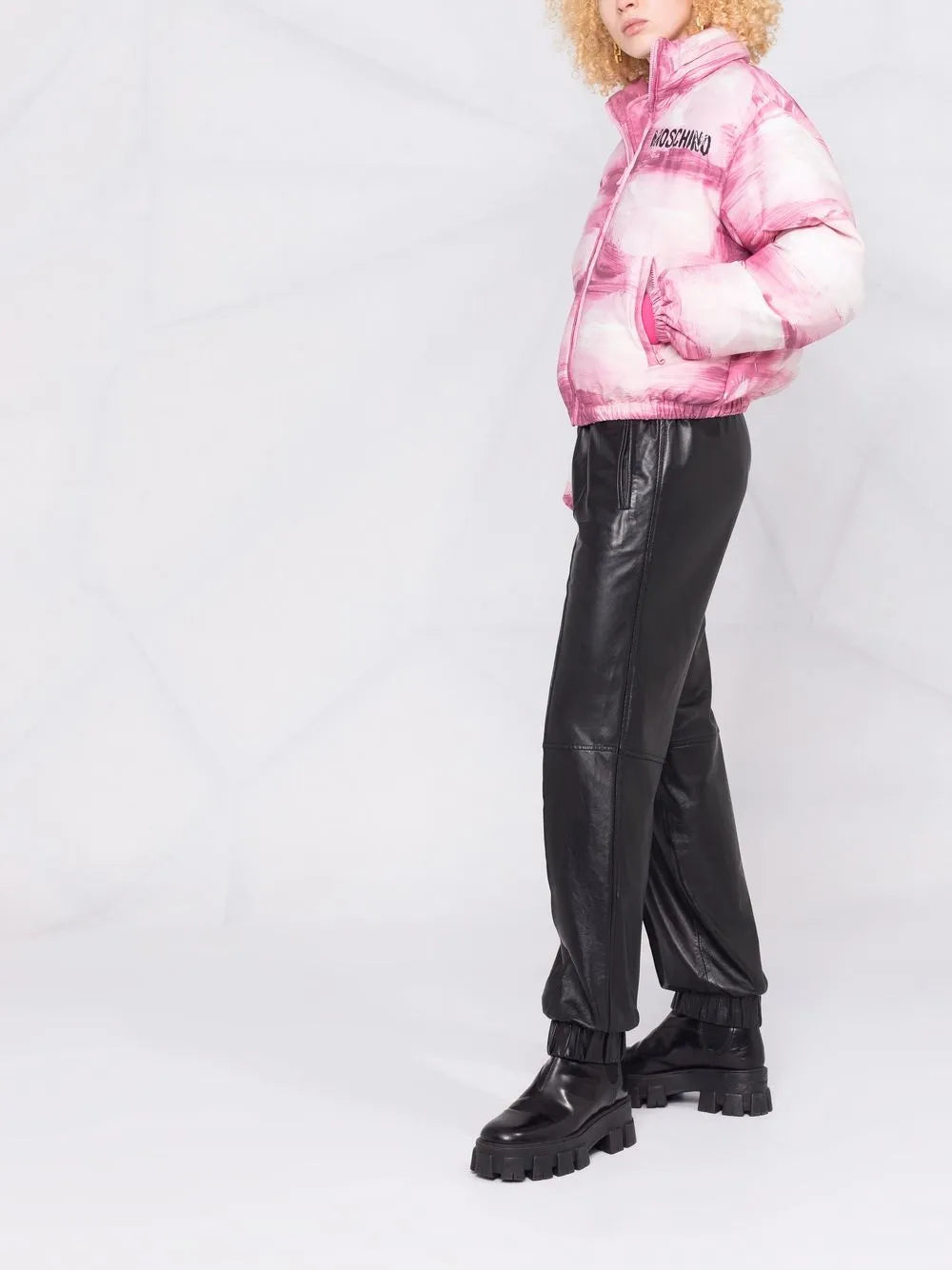 Manteaux Doudoune à imprimé peinture Moschino Rose Femme