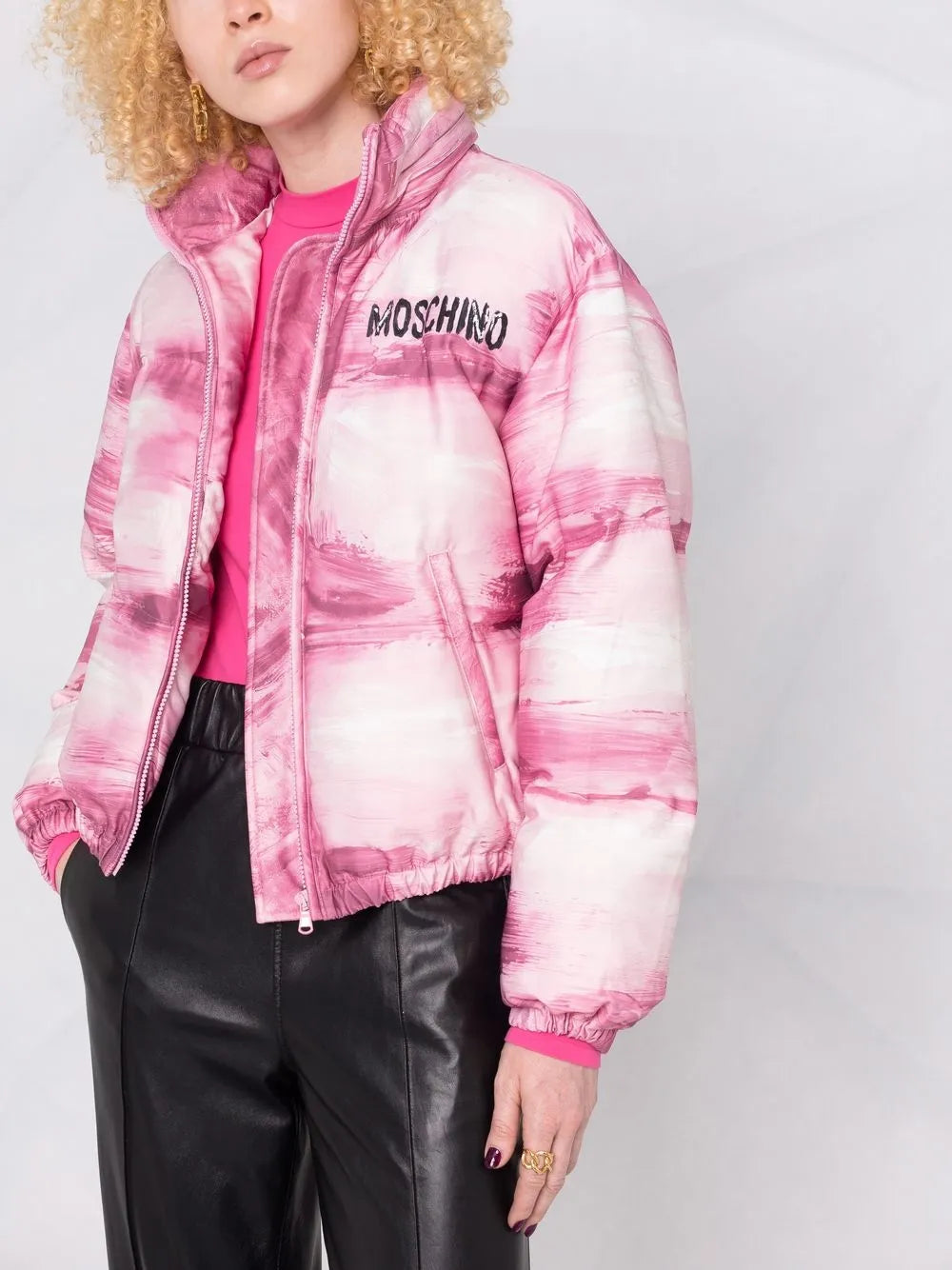 Manteaux Doudoune à imprimé peinture Moschino Rose Femme