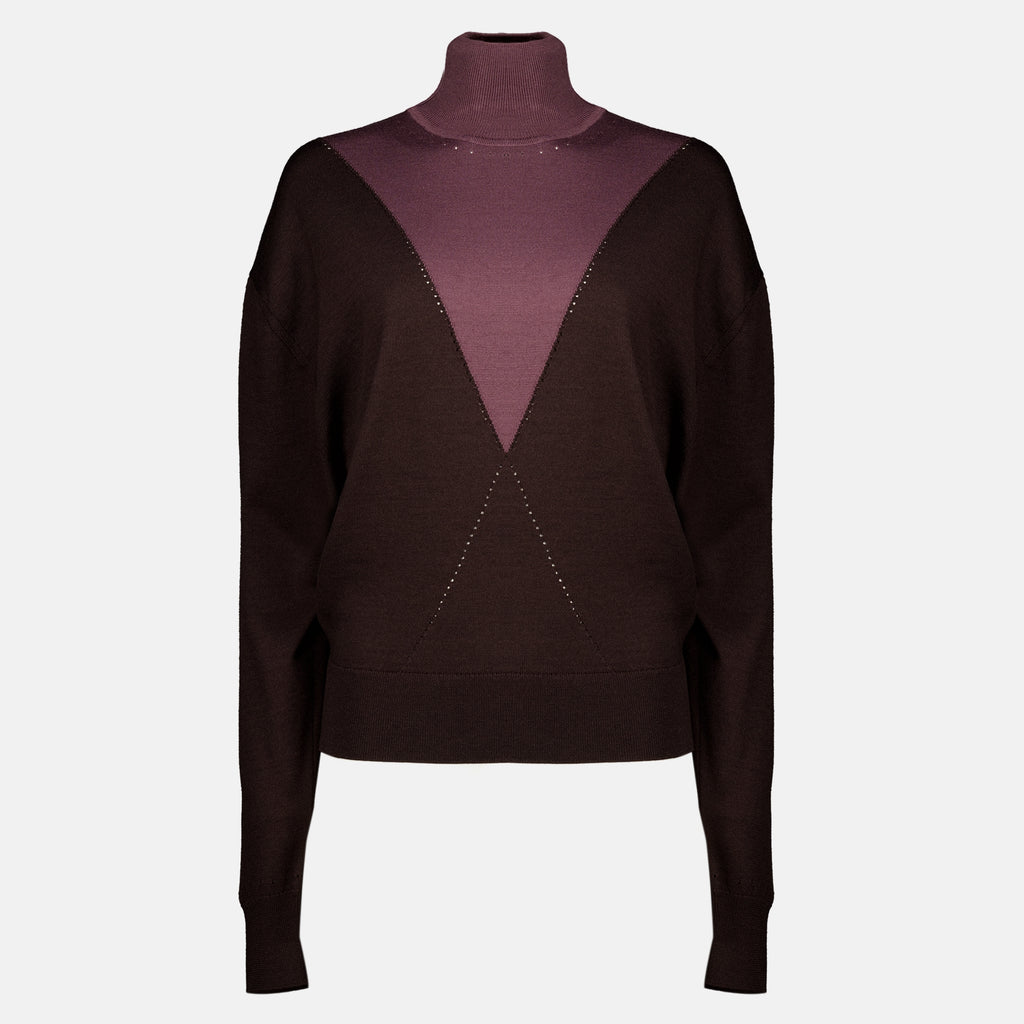 Maille Pullover de Malha Bicolor Rabanne Marron Femme