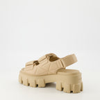 Zapatos abiertos Sandalias de Cuero Acolchado Prada Beige Femme
