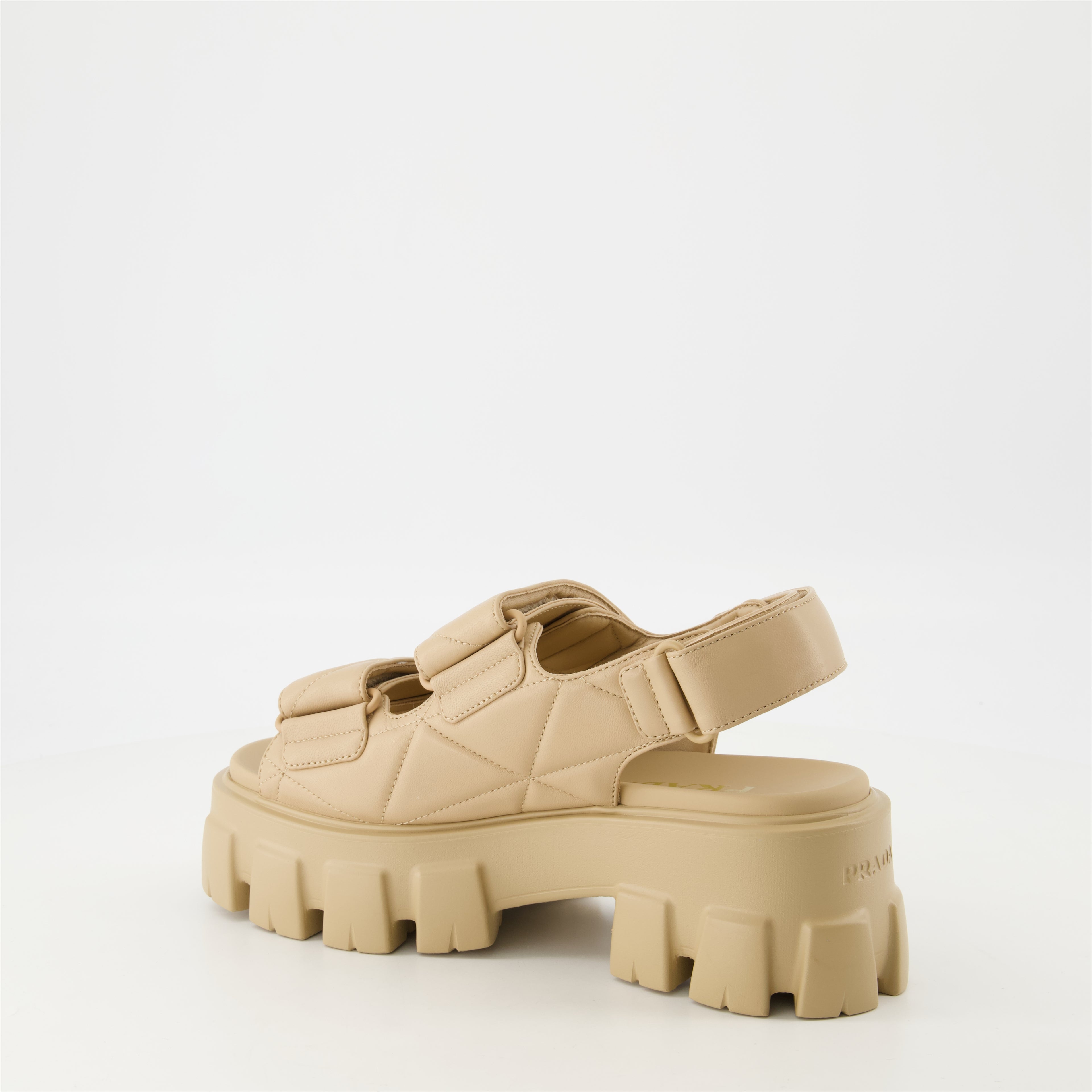 オープントゥシューズ キルティングレザーサンダル Prada ベージュ Femme