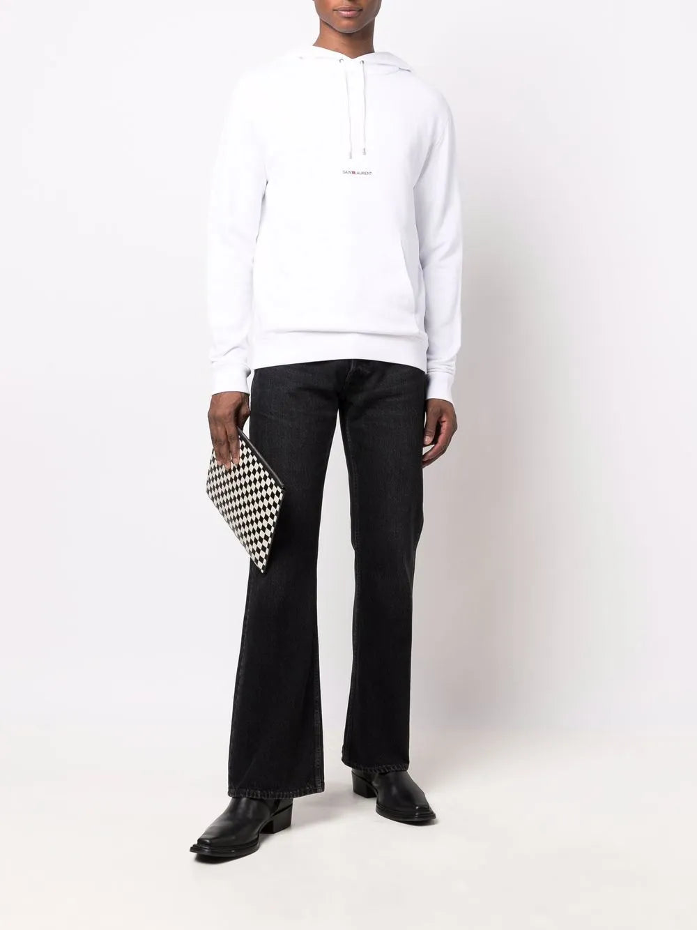 Sweatshirts Sweat à capuche à logo Saint Laurent Blanc Homme