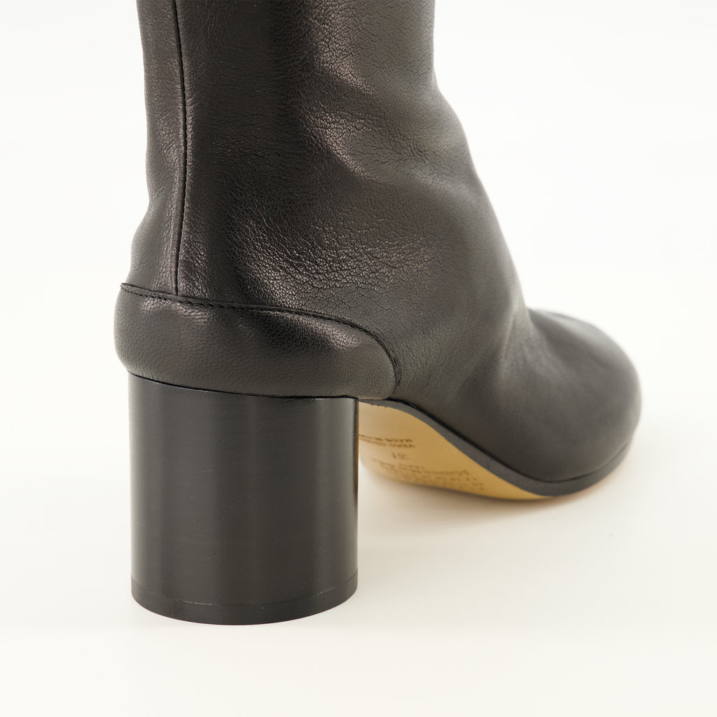 Bottines 블랙 타비 가죽 앵클 부츠 Mm6 Noir Femme