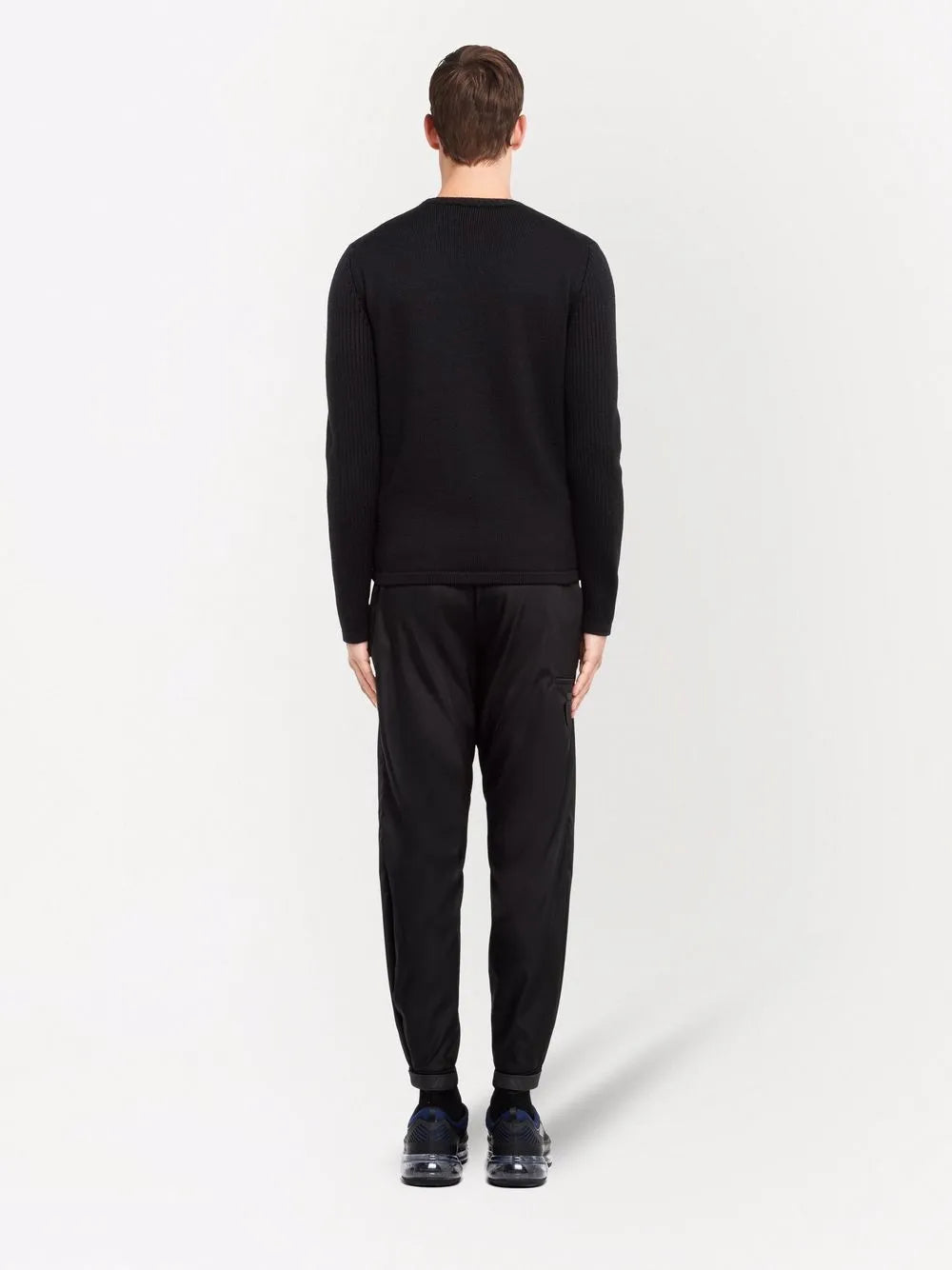Knitwear Wool and Re-Nylon Sweater Prada Black Homme