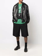 Mäntel Leder Bomber Prada Schwarz Homme