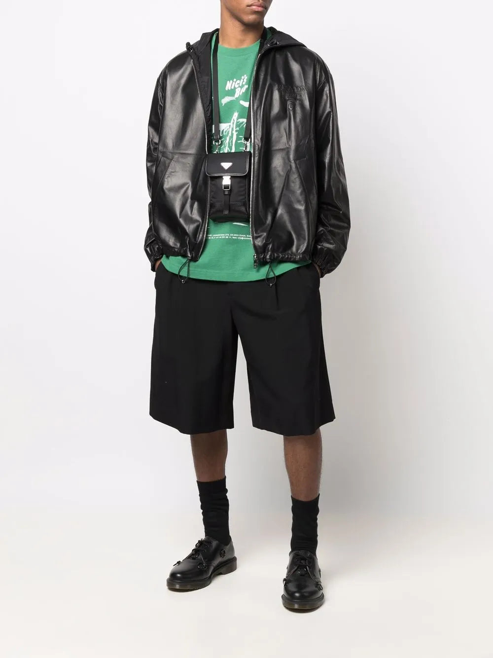 Mäntel Leder Bomber Prada Schwarz Homme