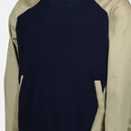 Knitwear Mixed Cotton Sweater Sacai Dark blue Homme