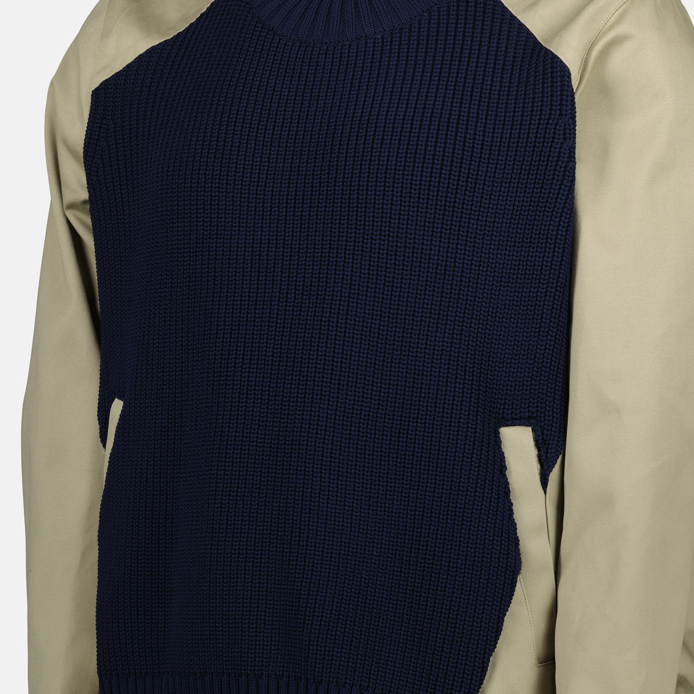 Knitwear Mixed Cotton Sweater Sacai Dark blue Homme