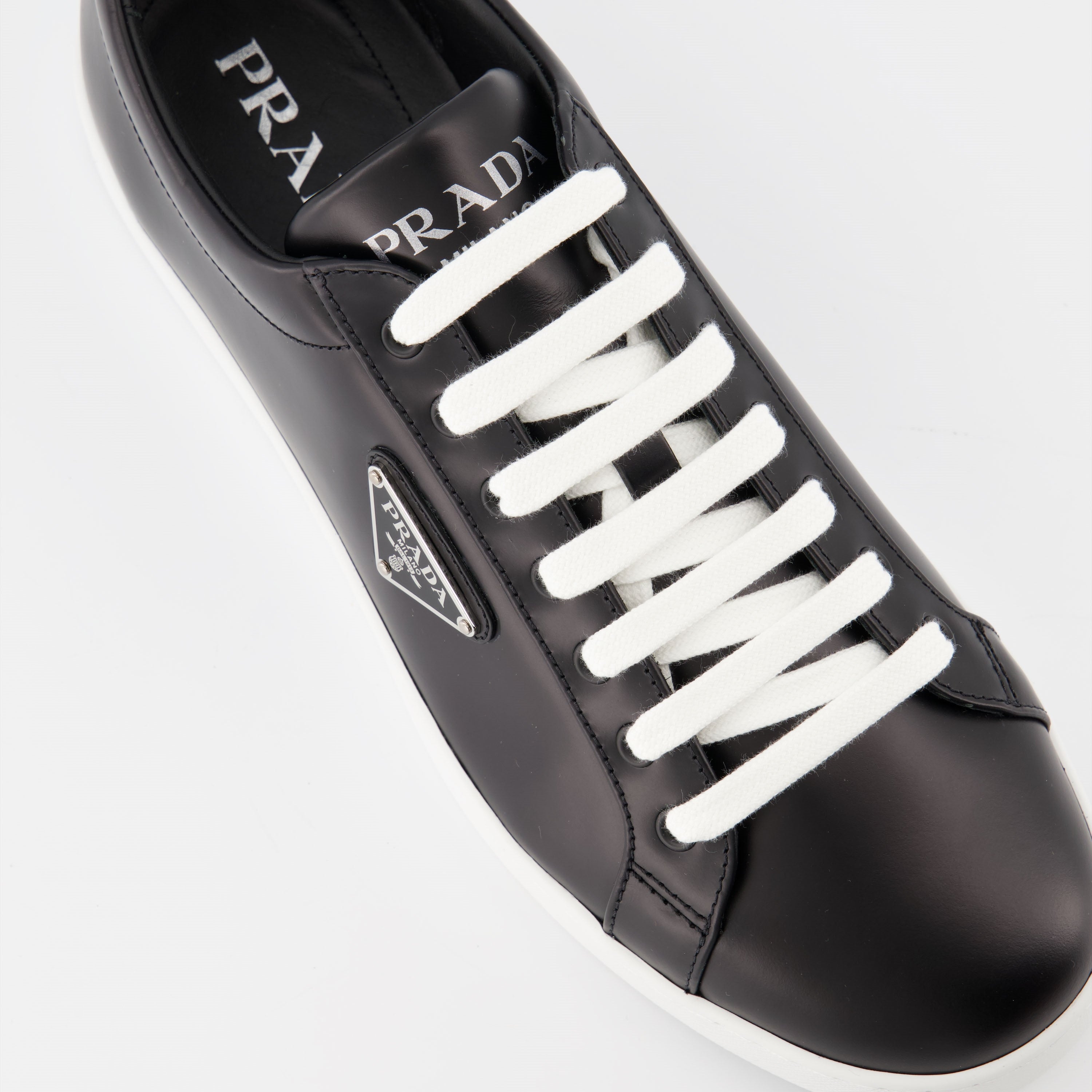 Sneaker Baskets en cuir Prada Schwarz Homme