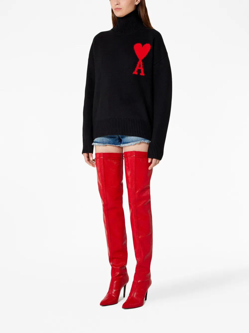 Maille Col roulé AMI de coeur Ami PARIS Noir Unisexe