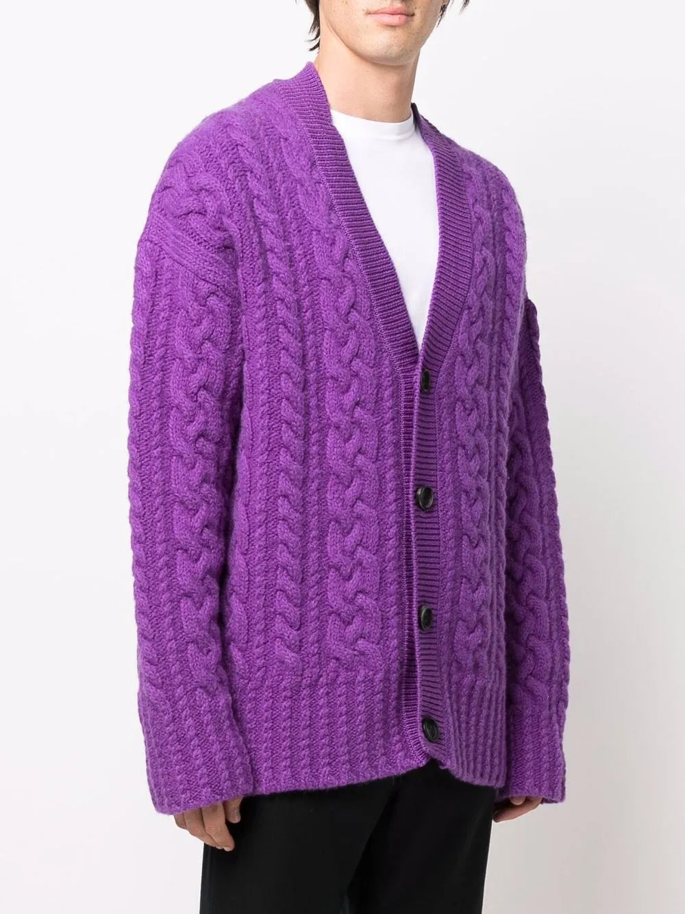 Maille Cardigan côtelé Ami PARIS Violet Unisexe