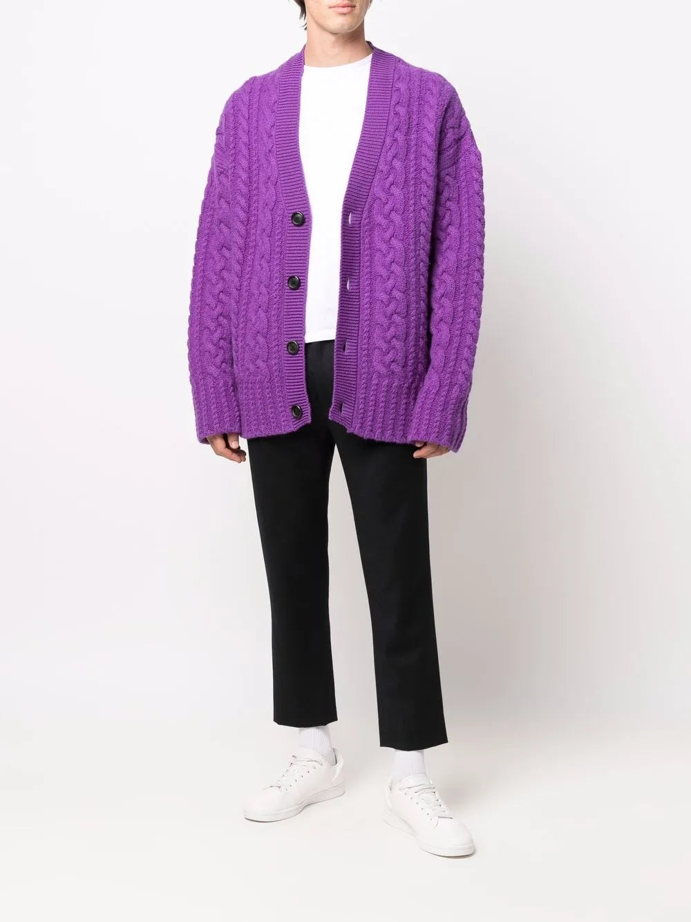 Maille Cardigan côtelé Ami PARIS Violet Unisexe