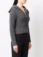 Maille Pull à zip Ami PARIS Gris Femme