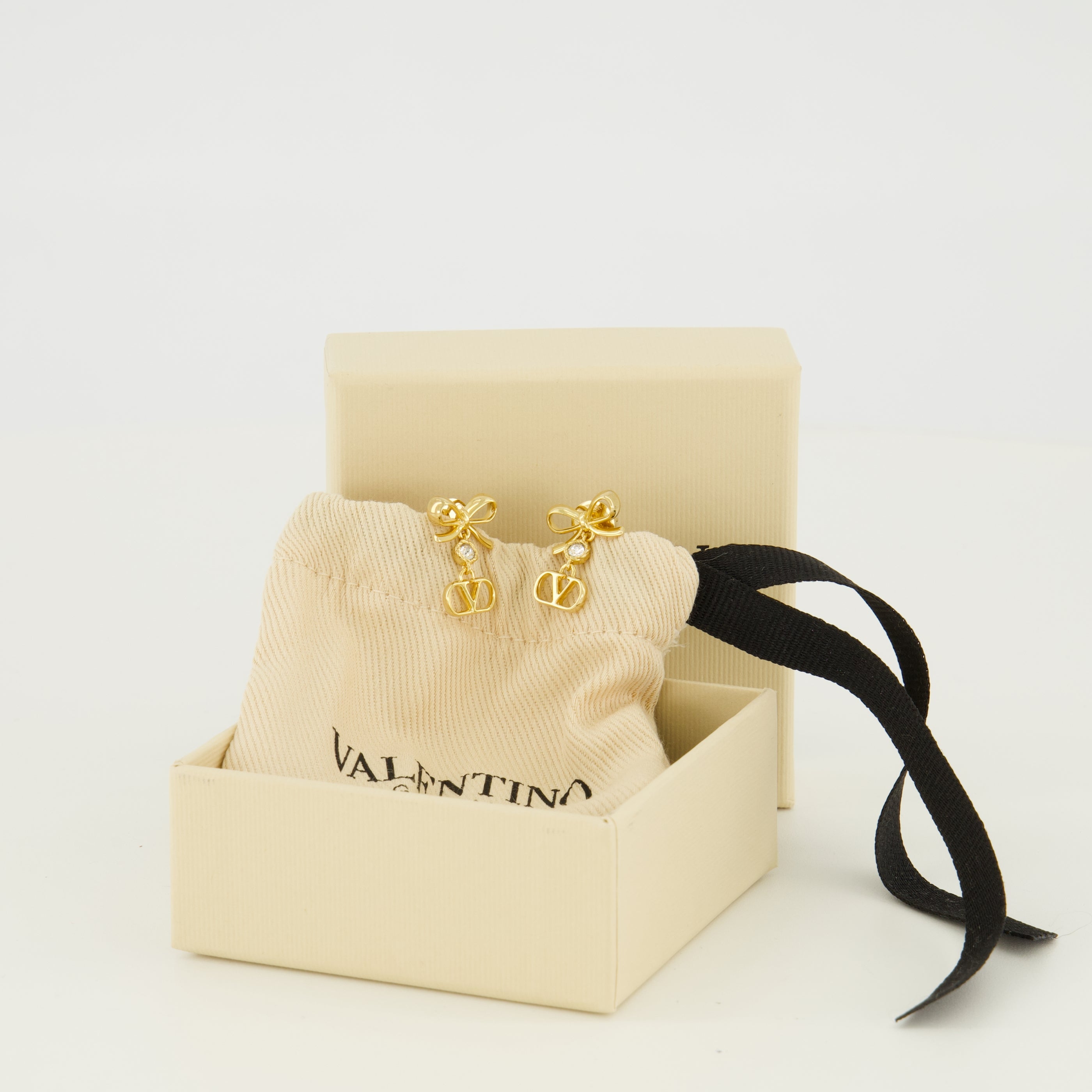 Bijoux VLogoイヤリング ゴールドのスワロフスキー®クリスタル付き Valentino Garavani Doré Femme