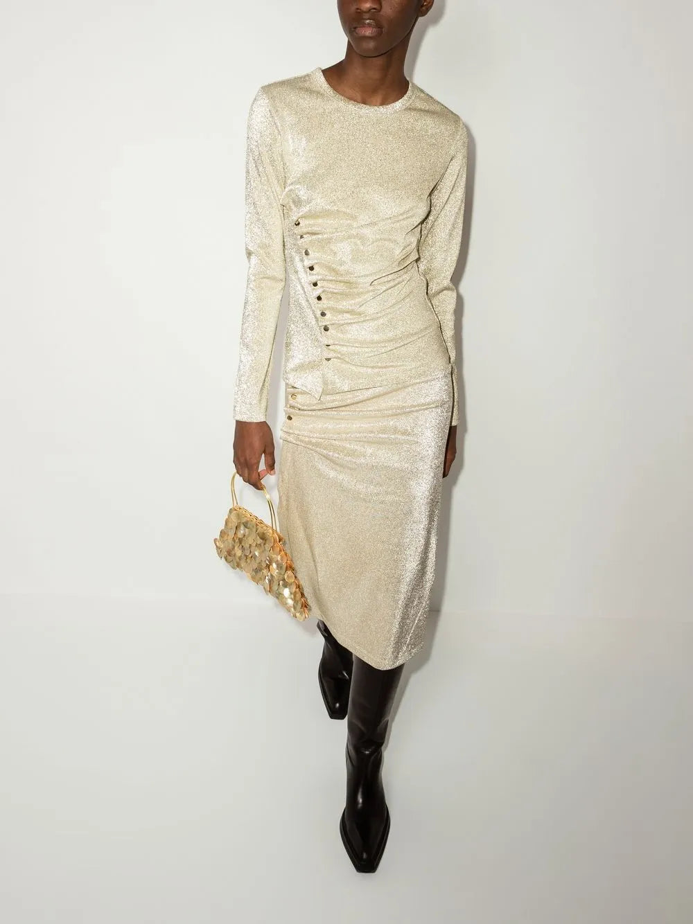 Tops Draped Lurex Top Rabanne Gold Women