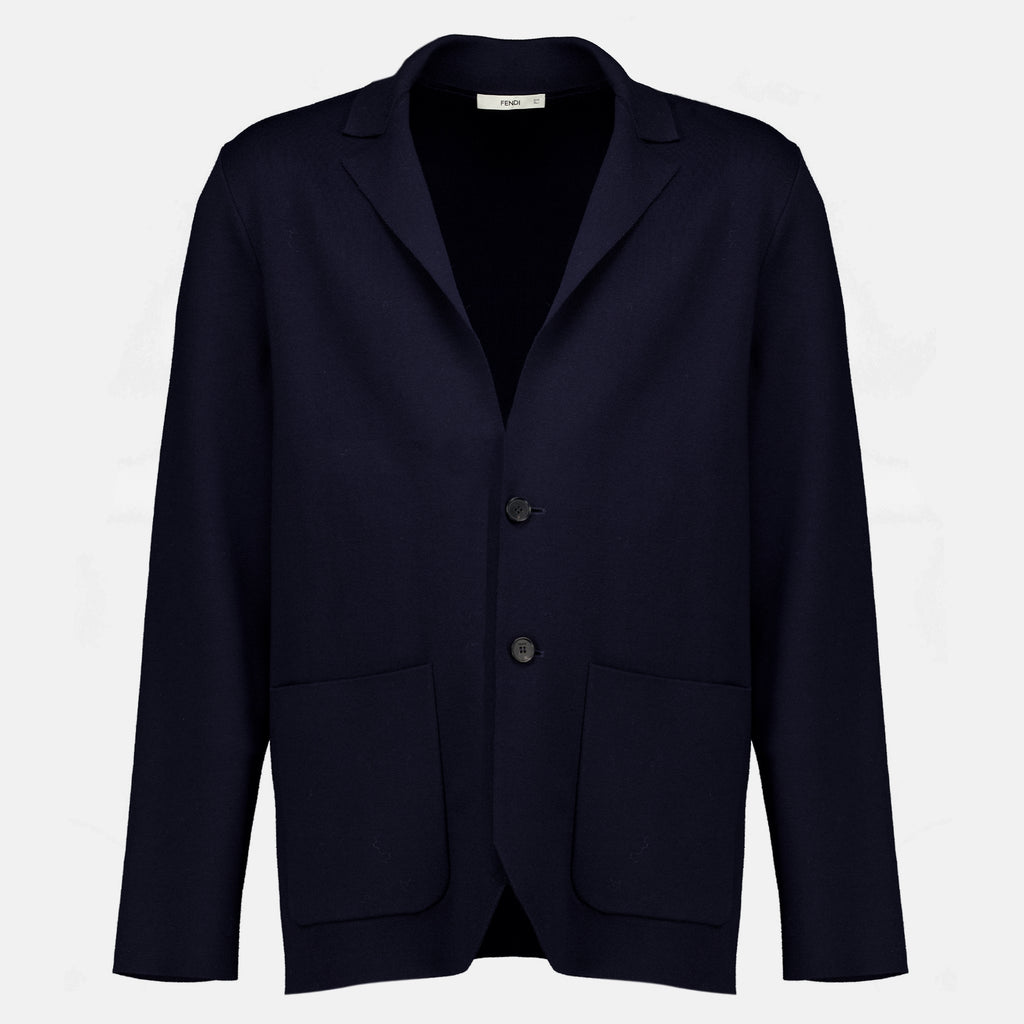 Vestes 다크 블루 소프트 울 자켓 Fendi Bleu foncé Homme