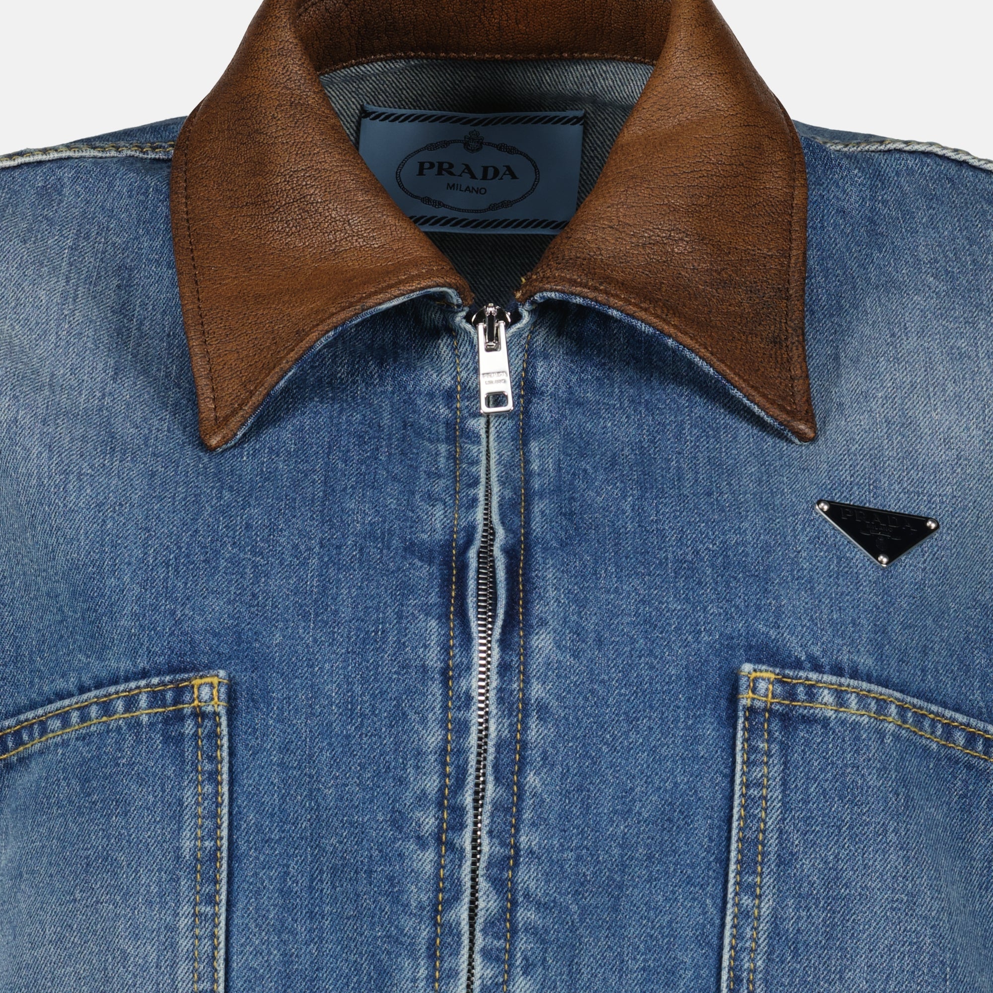 Vestes Veste en jean courte Prada Bleu Femme