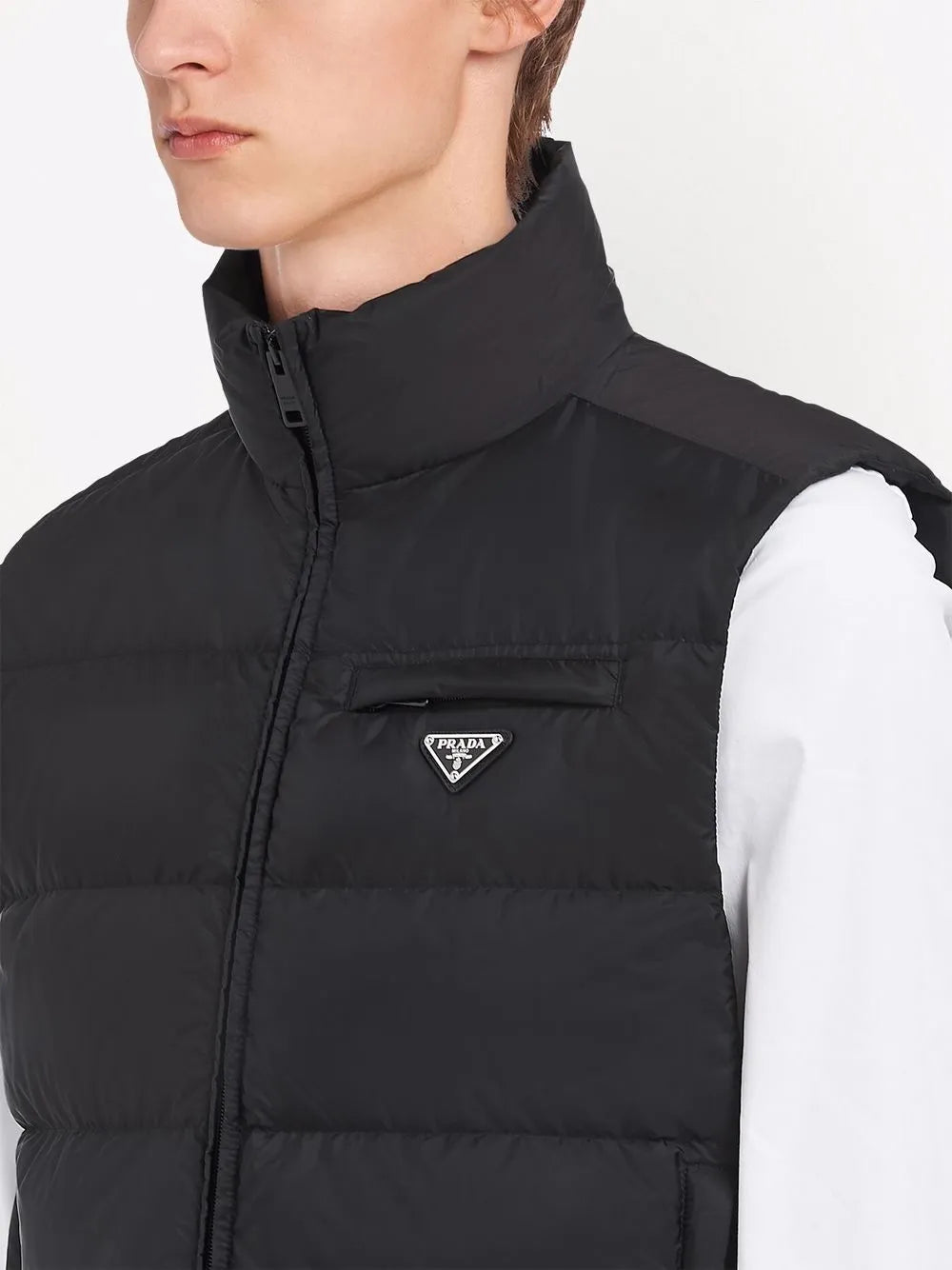 Jackets Sleeveless down jacket in Re-Nylon Prada Black Homme