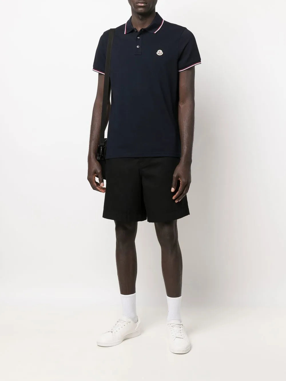 Polos Polo à logo et liseré Moncler Bleu foncé Homme