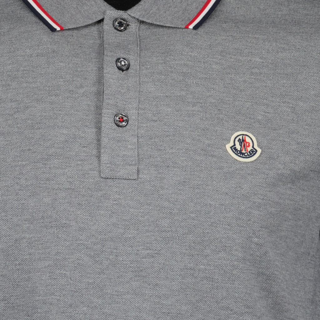 Polos Polo à logo et liseré Moncler Gris Homme