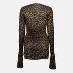 Image de l'article Robe courte en tulle léopard de la marque Saint Laurent pour Femme - Saison Automne-Hiver 2025 - Vue de Dos