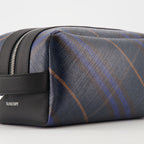 Clutches Check Travel Pouch Burberry Navy blue Men
