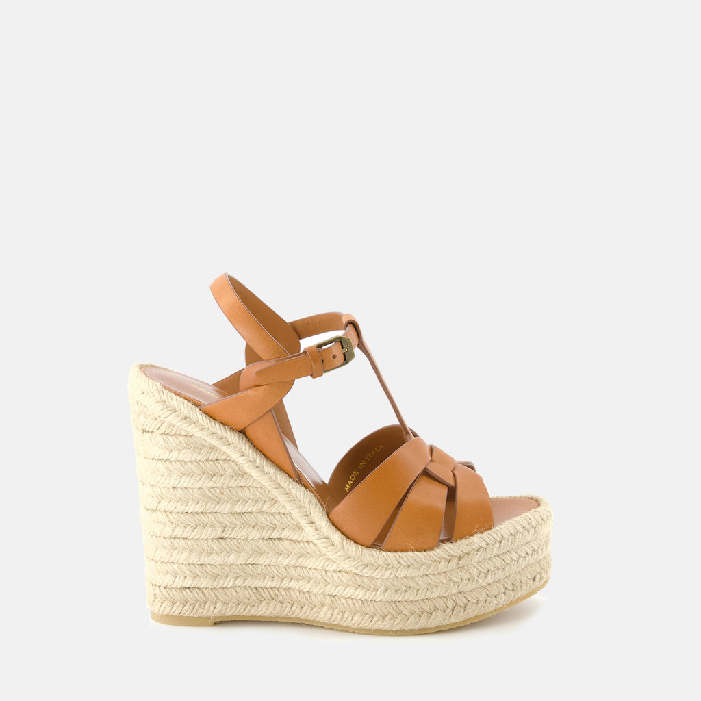Platform shoes Tribute Wedge Sandals Saint Laurent Brown Femme