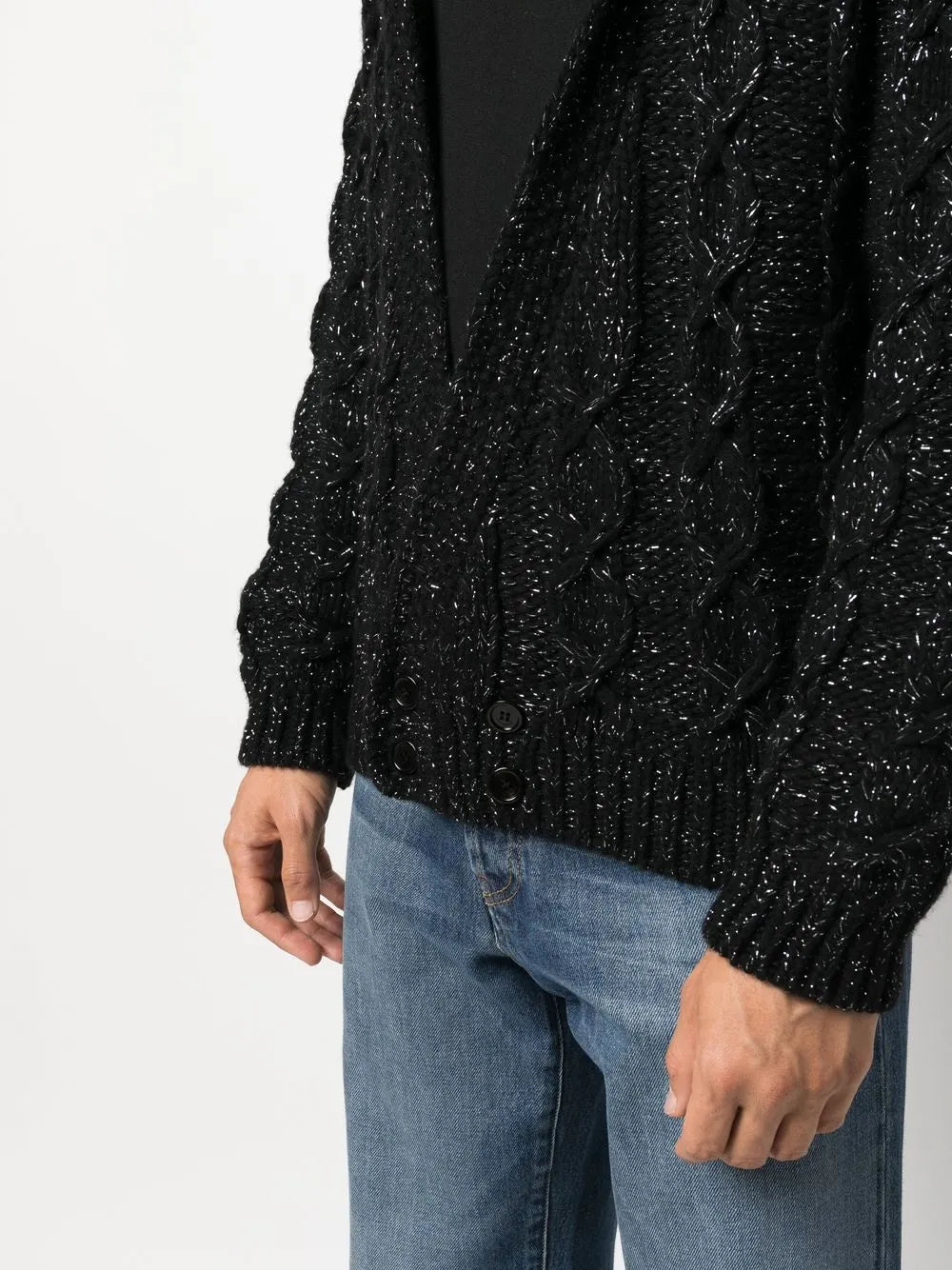 Maille Cardigan en lurex Saint Laurent Noir Homme