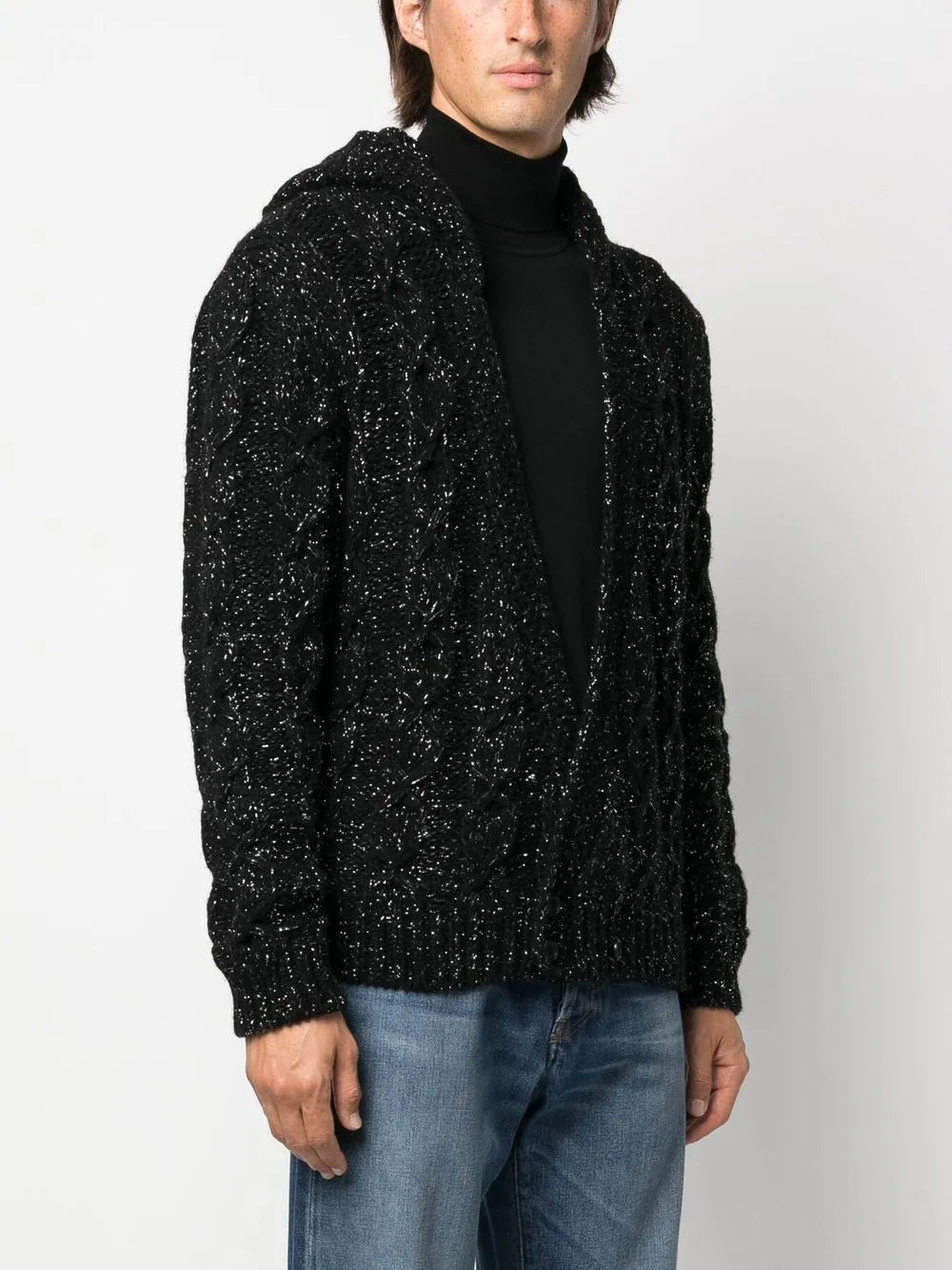 Maille Cardigan en lurex Saint Laurent Noir Homme