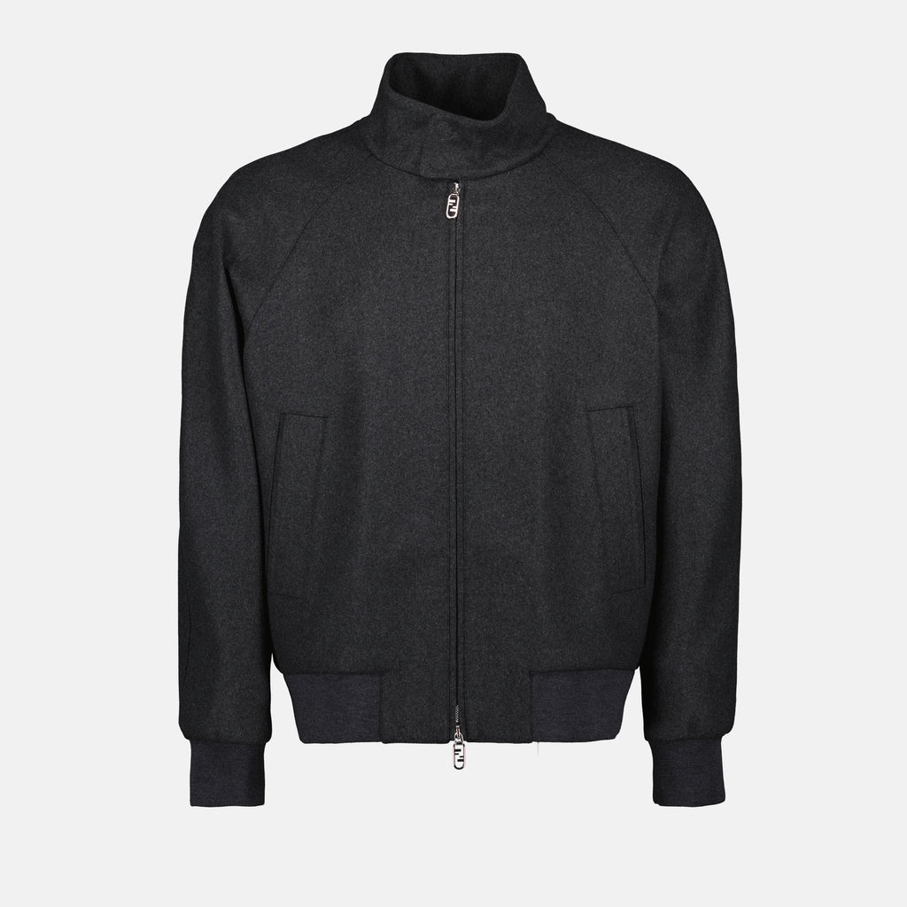 Jackets Cashmere Bomber Jacket Fendi Gray Homme