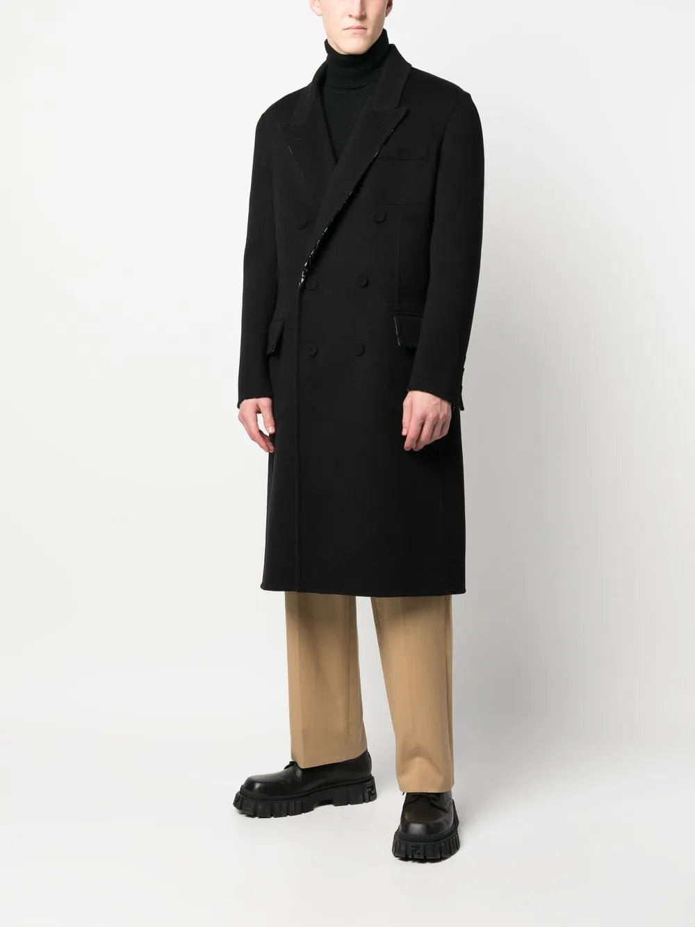 Manteaux Manteau en laine Fendi Noir Homme