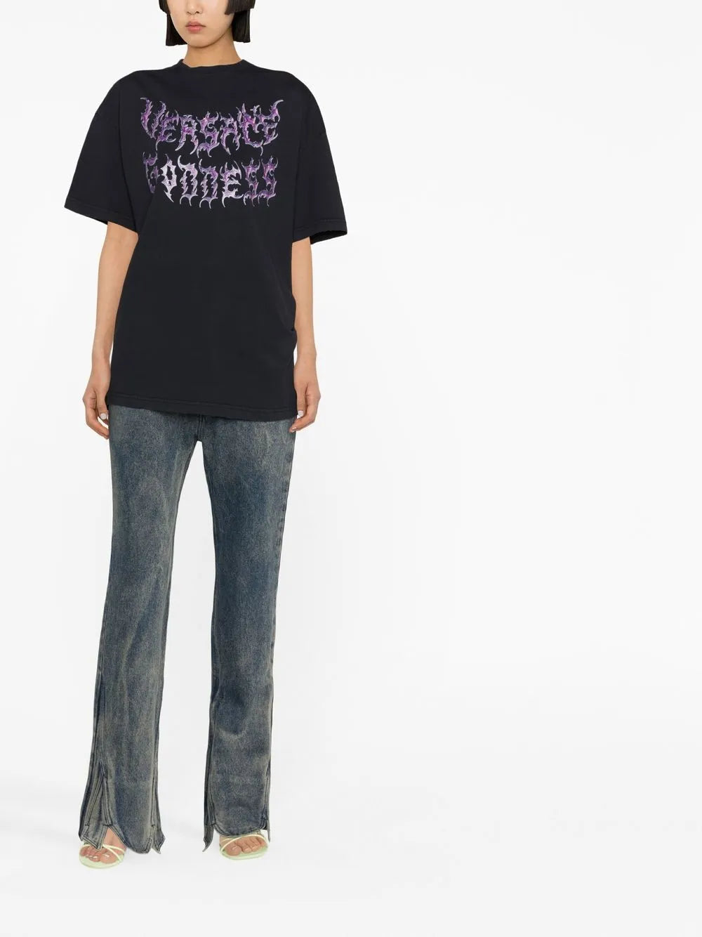 T-shirts T-shirt Versace Goddess Versace Noir Femme