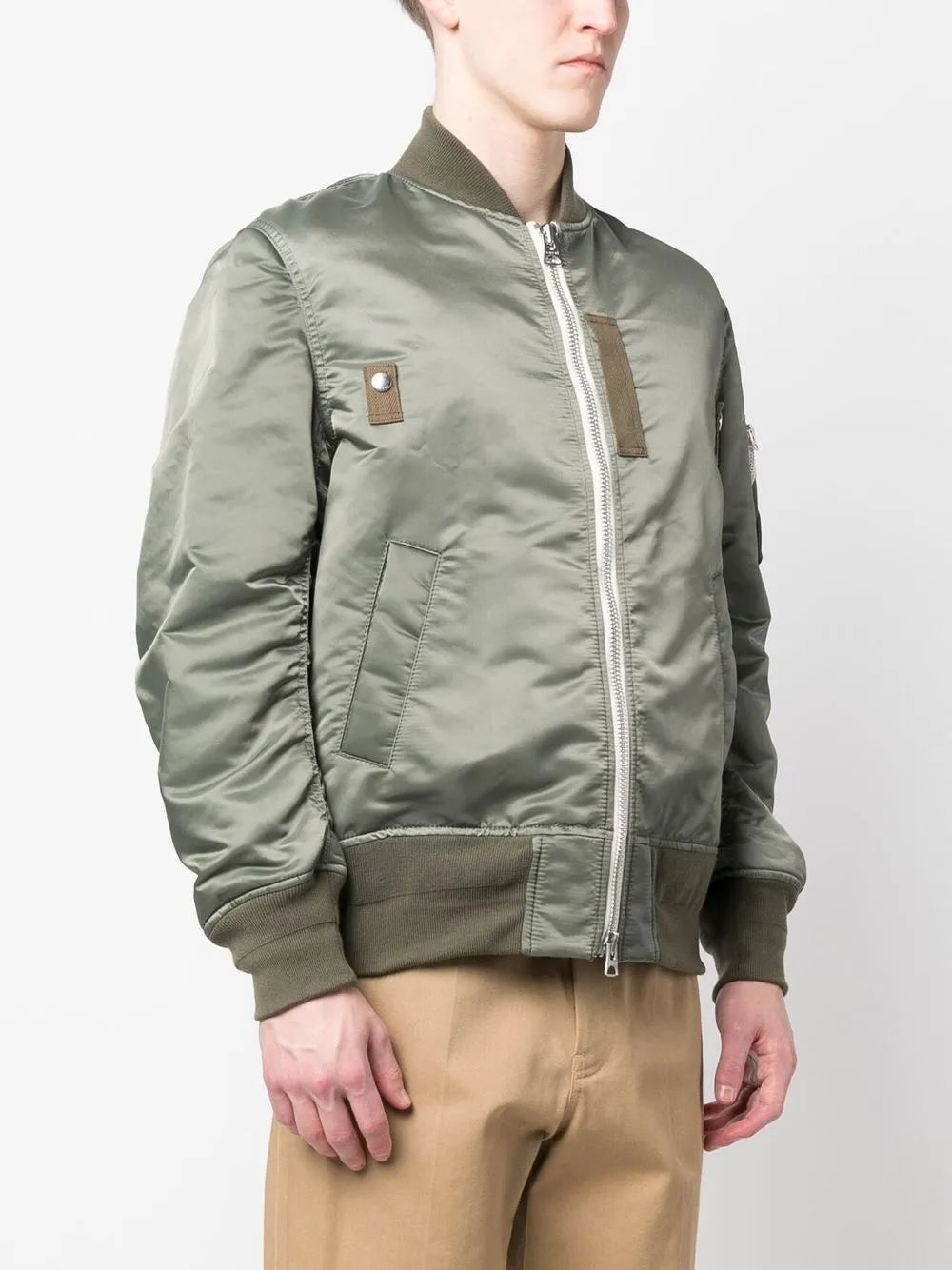 Vestes Bomber en sergé de nylon Sacai Kaki Homme