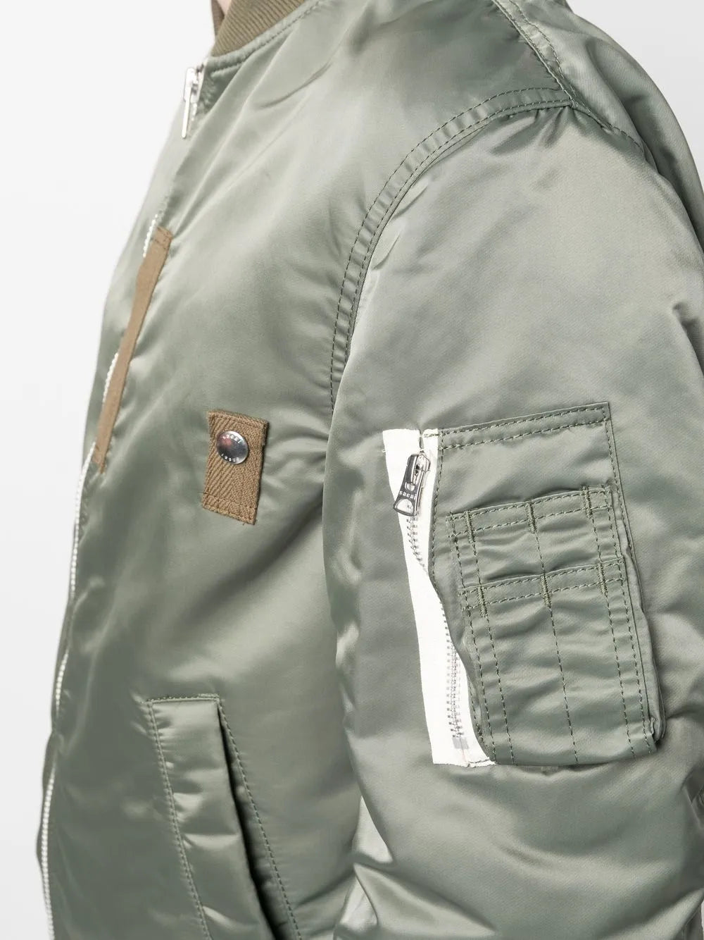 Vestes Bomber en sergé de nylon Sacai Kaki Homme