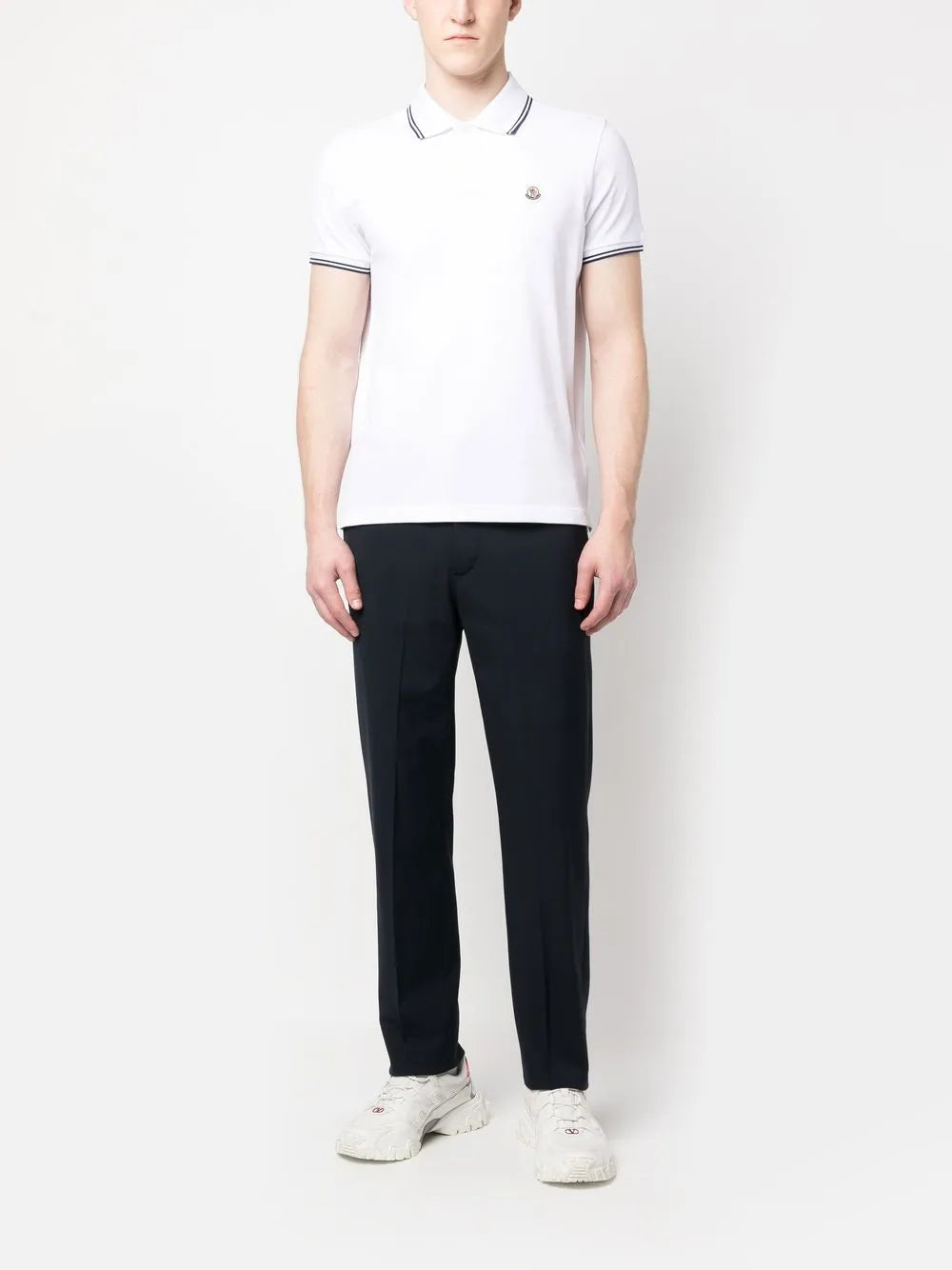 Polo Polo con Piping Moncler Bianco Homme