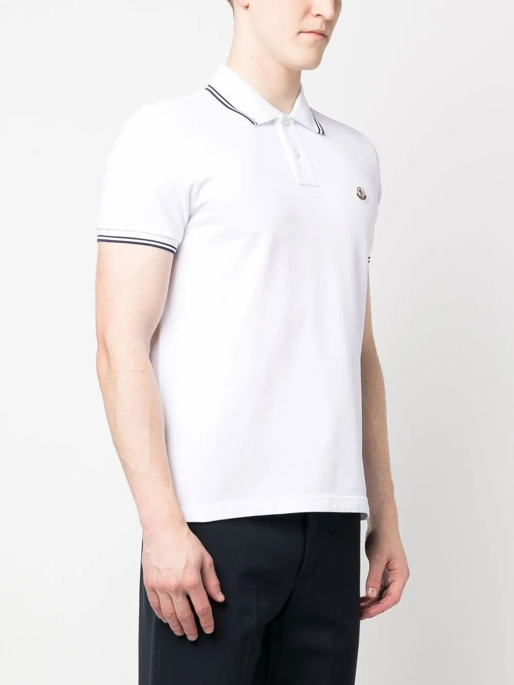 Polo Polo con Piping Moncler Bianco Homme