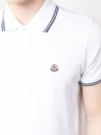 Polo Polo con Piping Moncler Bianco Homme