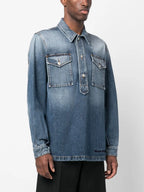 Camicie Camicia in Denim Alexander McQueen Blu Homme