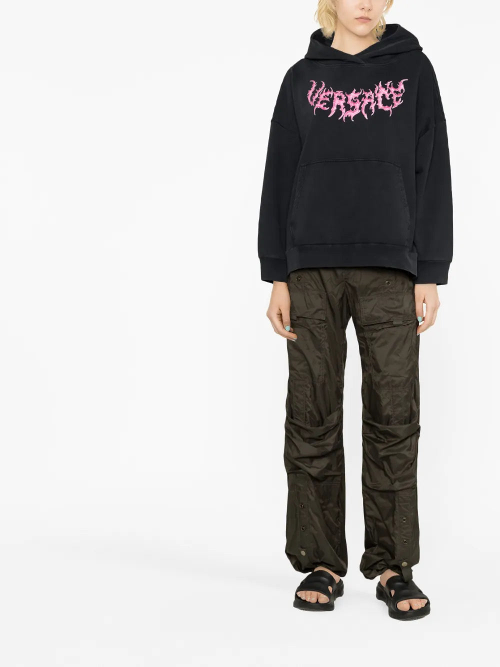 Sweatshirts Hoodie à logo Versace Noir Femme