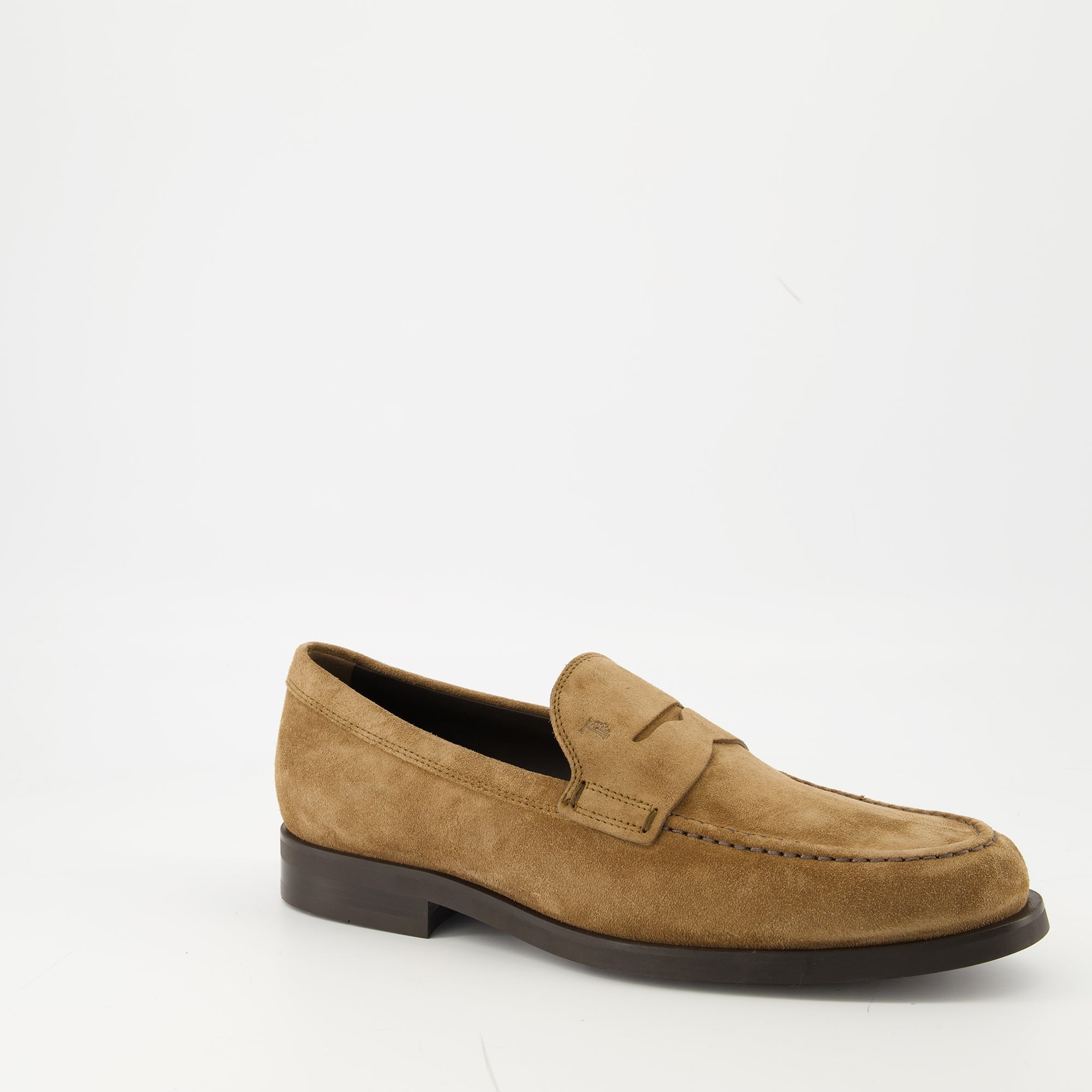 Image of the Tod's suede leather loafers for men - Autumn-Winter 2025 season - Three-quarters front right view