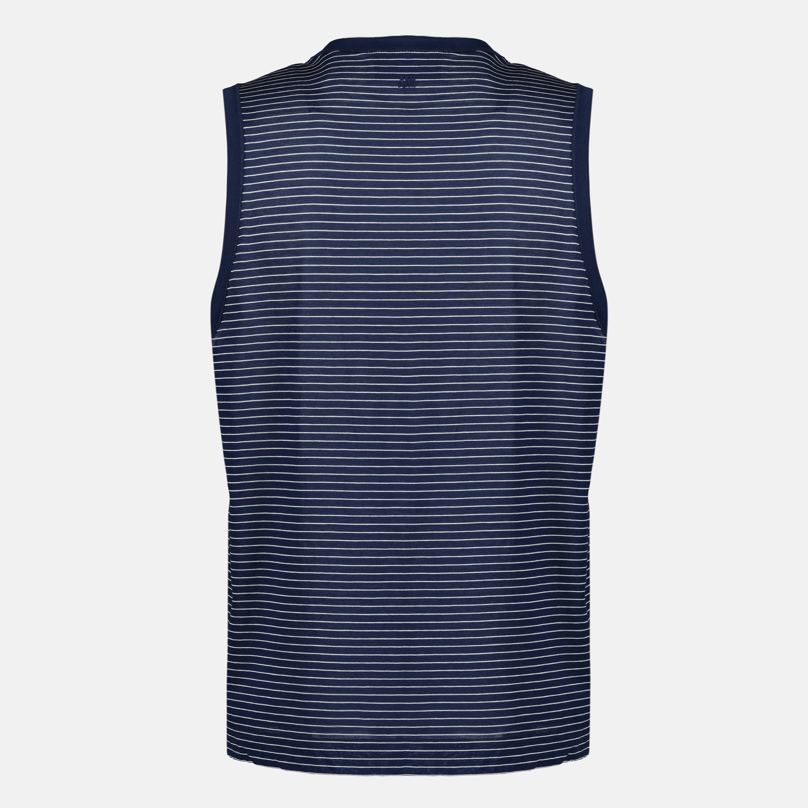 Immagine dell'articolo Canottiera a righe blu navy in cotone del marchio Ami PARIS per Uomo - Stagione Primavera-Estate 2026 - Vista Posteriore