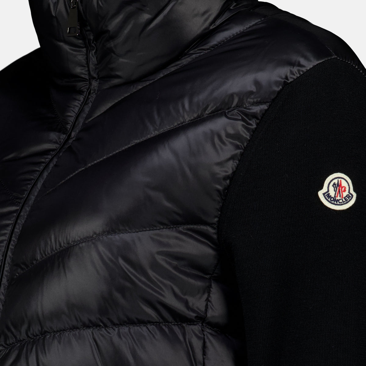 Vestes Schwarzer Cardigan aus zwei Materialien Moncler Noir Femme