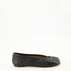 Chaussures plates 블랙 가죽 타비 플랫 Mm6 Noir Femme