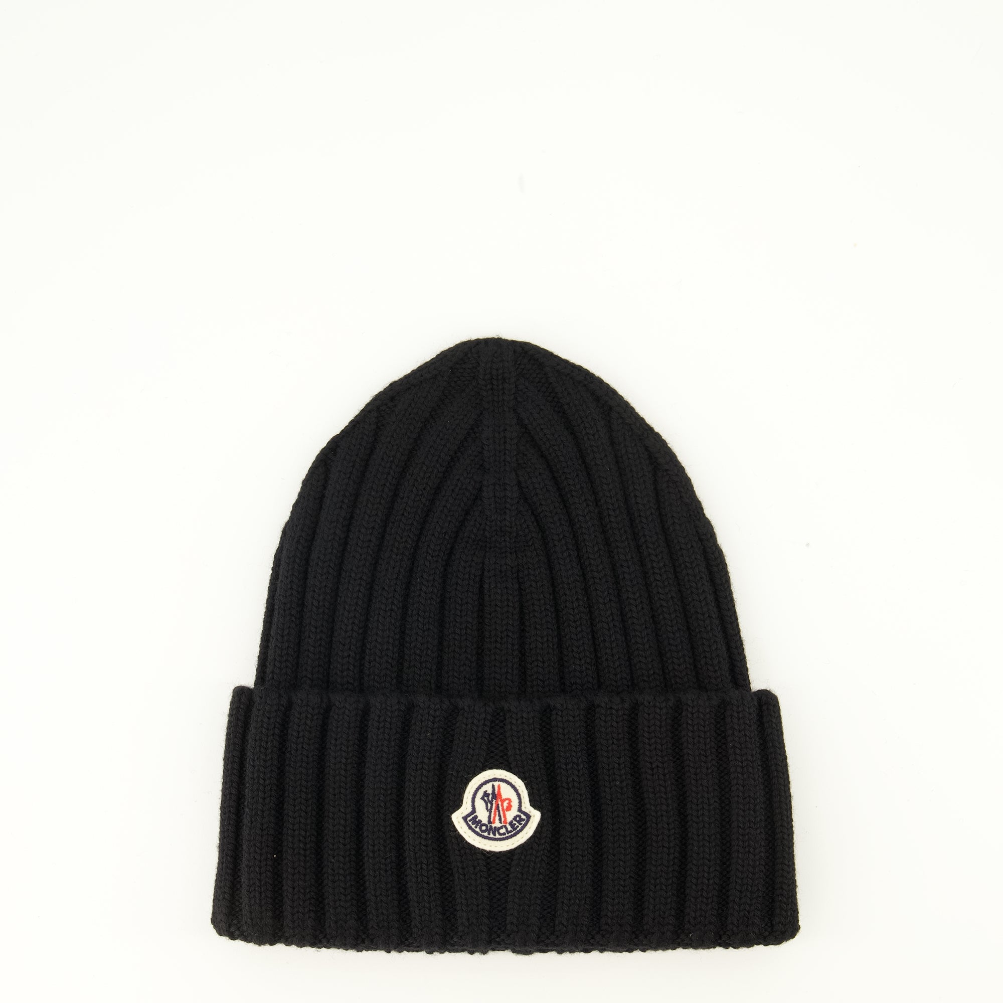 Chapeaux, casquettes et bonnets Gorro de lana negra con logo Moncler Noir Femme