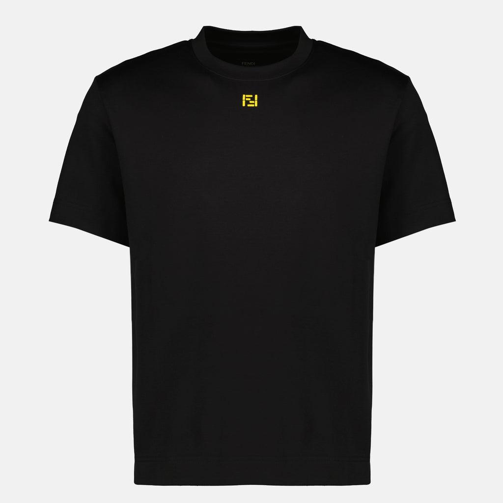 T-shirts Black Cotton FF T-Shirt Fendi Noir Homme