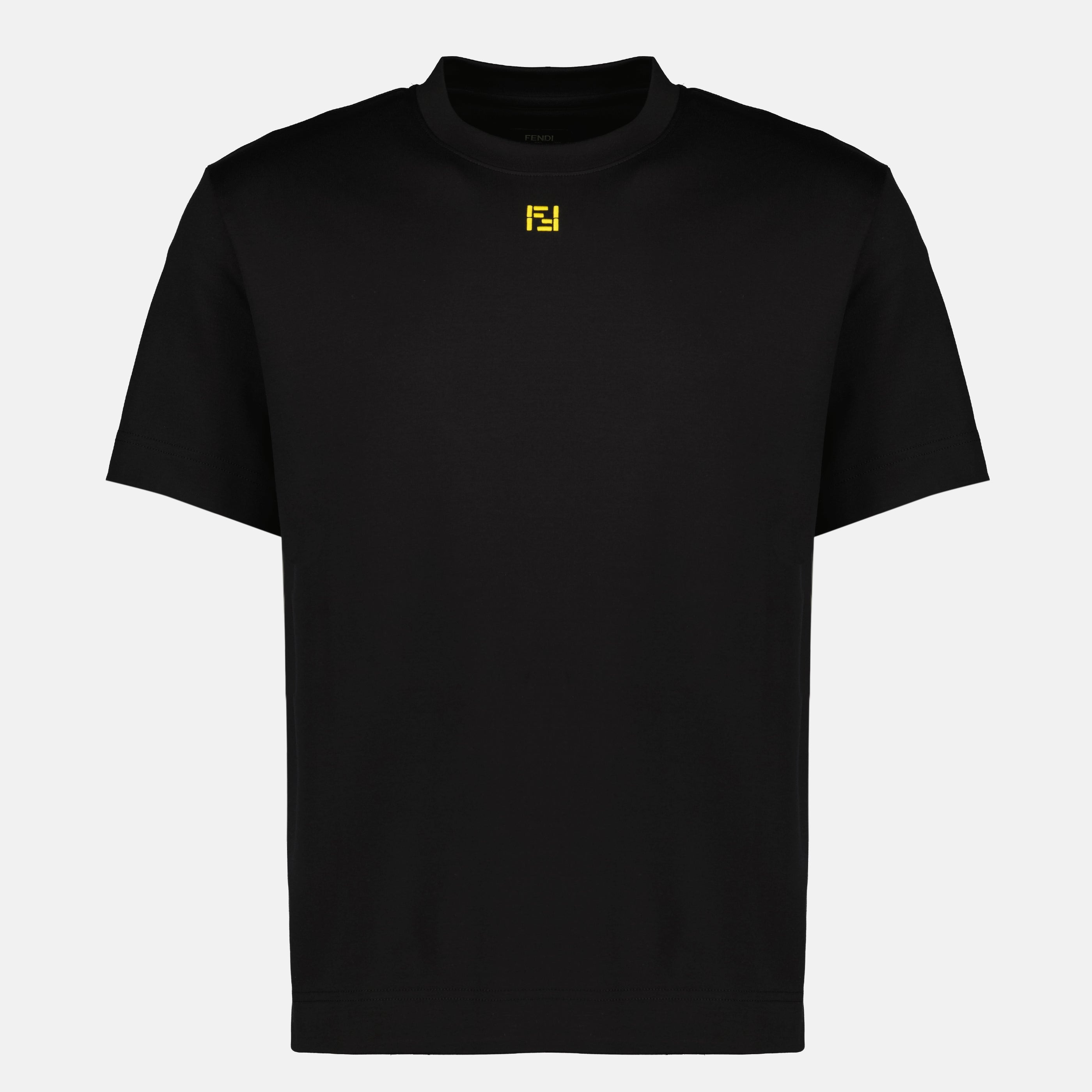 T-shirts T-shirt FF en coton noir Fendi Noir Homme