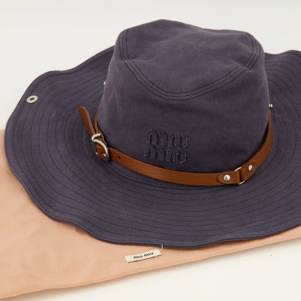 Chapeaux, casquettes et bonnets Chapéu Cowboy em Drill Azul Marinho Miu Miu Bleu foncé Femme