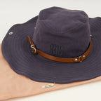 Chapeaux, casquettes et bonnets Chapeau de cowboy en drill bleu marine Miu Miu Bleu foncé Femme